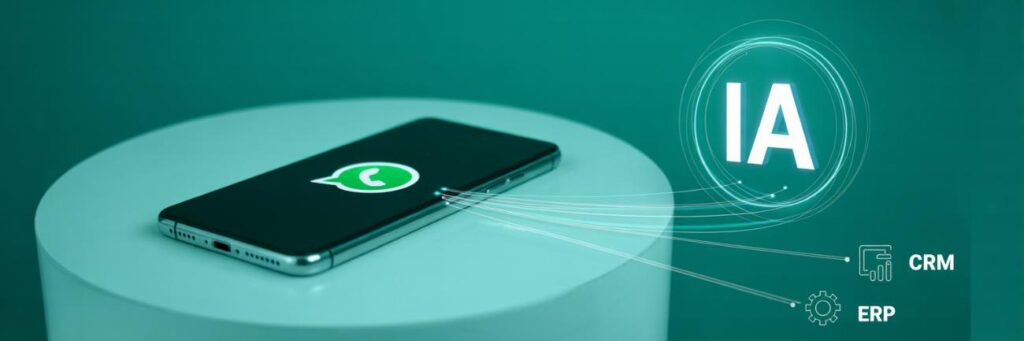 Equipe acompanhando vendas pelo WhatsApp integradas ao ERP em um sistema de gestão empresarial.